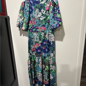 Source Unknown Multicolor Floral Midi Dress
